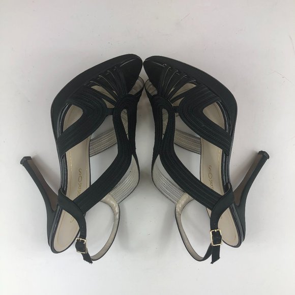 Caparros Black Strappy High Heeled Leather Sole Evening Sandals Glamcore Whimsy - Picture 12 of 17